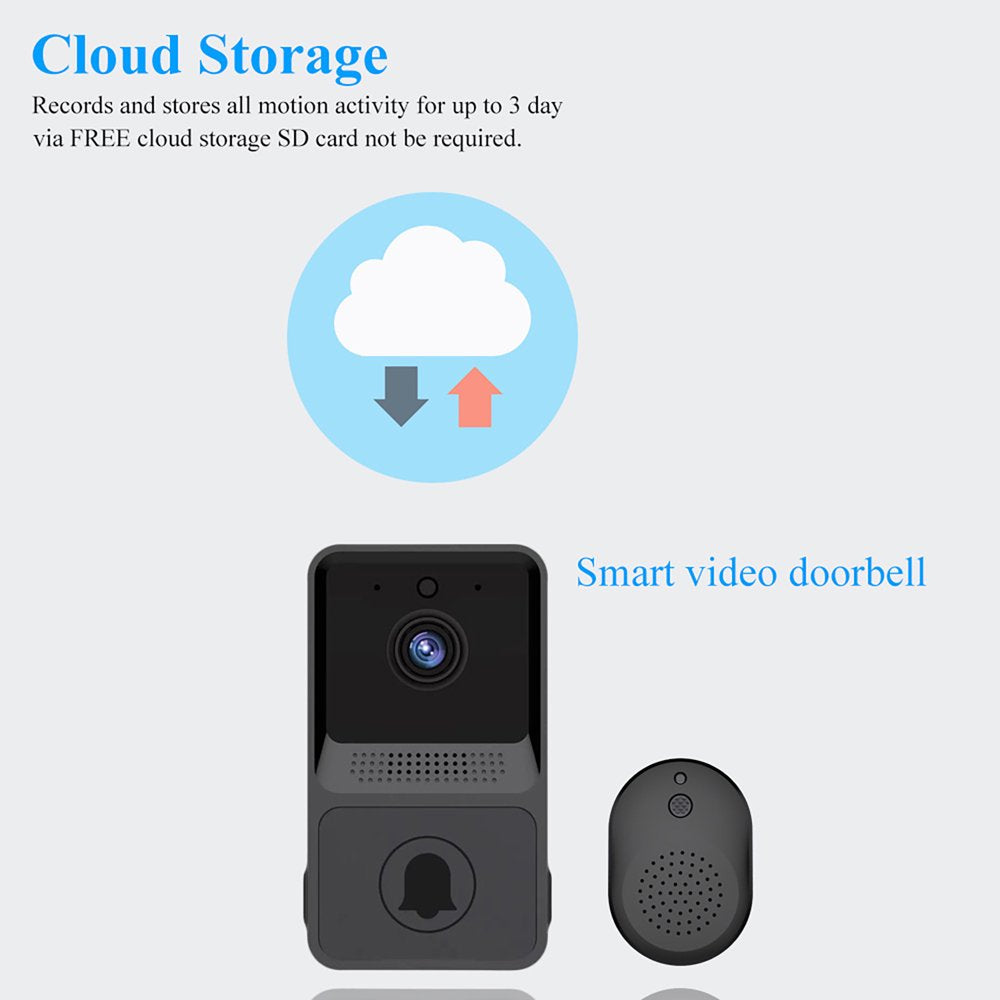 Smart Wireless Video Doorbell Camera 2 Way Audio Cloud Storage 480P Wifi Remote Video Doorbell