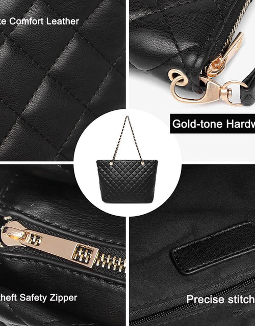 Load image into Gallery viewer, Poppy Quilted Women Handbags Purses Leather Tote Bag Satchel Wallet Set 2Pcs Chain Strap Shoulder Bag Classic
