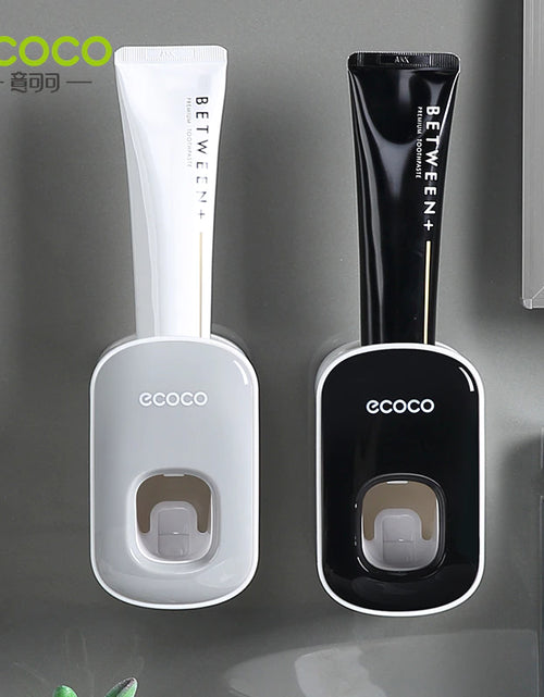 Load image into Gallery viewer, ECOCO Automatic Toothpaste Dispenser Wall Mount Bathroom Bathroom Accessories Waterproof Toothpaste Squeezer Toothbrush Holder
