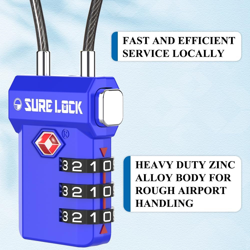 TSA Approved Luggage Locks, Open Alert, Easy Read Dials, Travel Luggage Locks for Suitcase, Baggage Locks