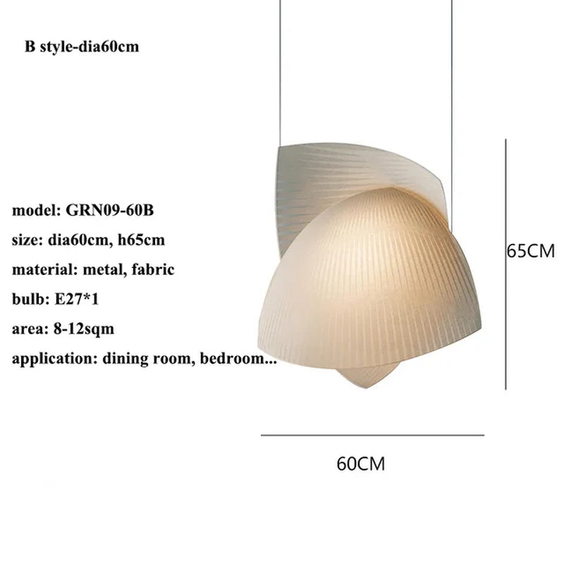 VOILES Pendant Lamp Designer Japanese Lamp Handmade Fabric Lamp Shade Wabi Sabi Light Living Room Home Kitchen Island Lighting