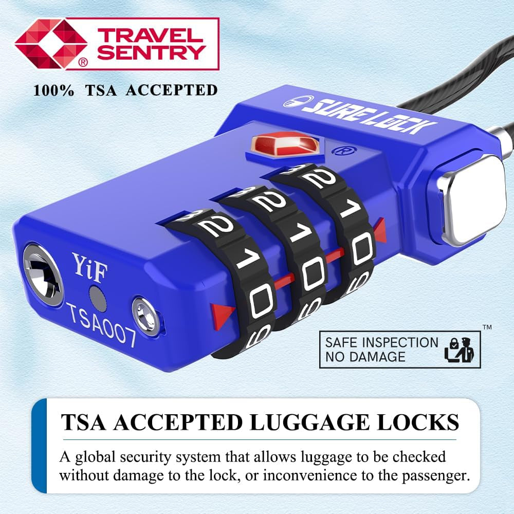 TSA Approved Luggage Locks, Open Alert, Easy Read Dials, Travel Luggage Locks for Suitcase, Baggage Locks