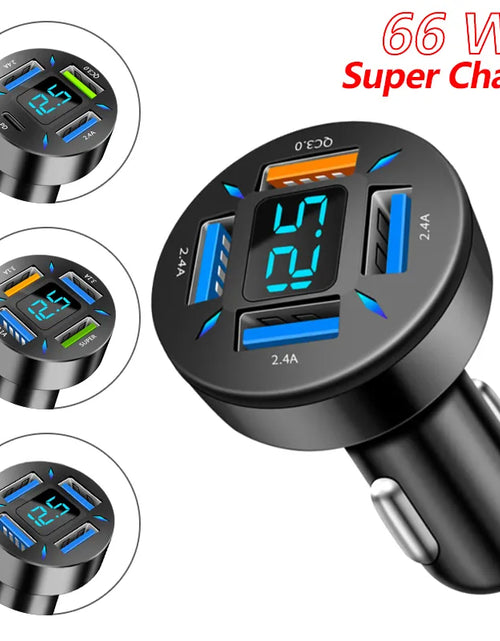 Load image into Gallery viewer, USB Car Charger Fast Charging 66W 4 Ports PD+QC3.0 Fast Charging Car Adapter Cigarette Lighter Socket Splitter for Iphone Xiaomi
