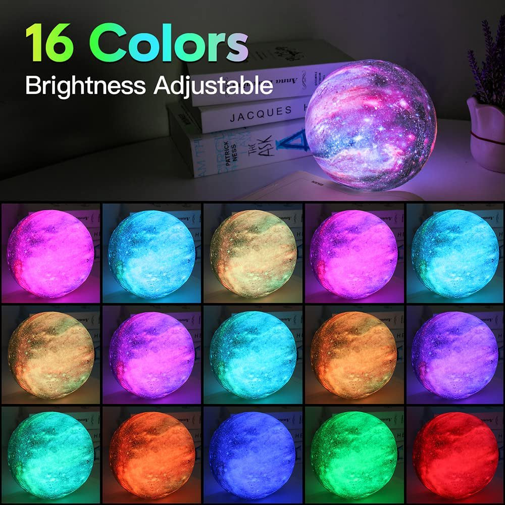 GOODWORLD Moon Lamp, LED 3D Print Moon Night Light, 16 Colors RGB Moon Light with Stand & Remote Control, Remote & Touch Control USB Lamp, for Kids Friends Lover Birthday Gifts, (4/6 In)