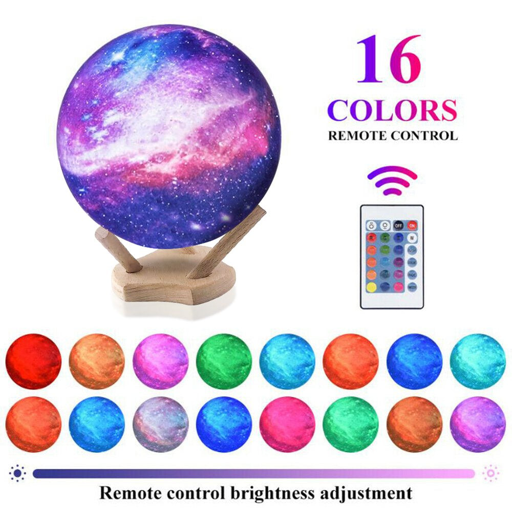 GOODWORLD Moon Lamp, LED 3D Print Moon Night Light, 16 Colors RGB Moon Light with Stand & Remote Control, Remote & Touch Control USB Lamp, for Kids Friends Lover Birthday Gifts, (4/6 In)