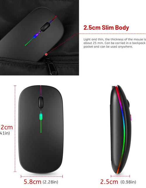 Load image into Gallery viewer, LED Wireless Mouse, Rechargeable Slim Silent Mouse 2.4G Portable Mobile Optical Office Mouse with USB
