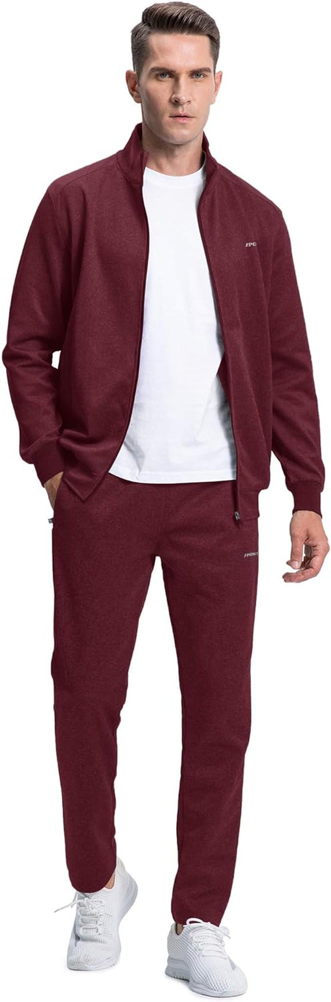 Men'S Tracksuit Set Full Zip Long Sleeve Jogging Running Sweatsuits