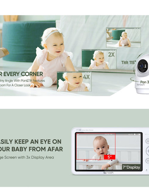 Load image into Gallery viewer, 720P HD Video Baby Monitor with Camera and Audio 7-Inch Screen Secure from Hacking No Wi-Fi
