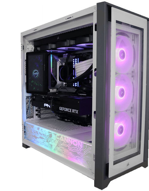 Load image into Gallery viewer, Oasis Blue Glass Cannon Custom Gaming Desktop PC; Nvidia RTX 4090, Intel Core I9 13900K, 64Gb DDR5 RAM, Asus Z790-A Wifi, 2 TB M.2 NVME SSD, Corsair H150I Elite LCD, 1000W Gold PSU, Windows 10 Pro
